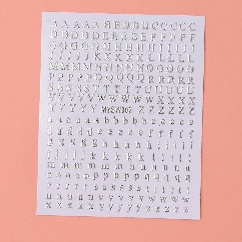 12-Color Fluorescent Nail Letter Stickers Set - Complete A-Z Alphabet (Upper & Lower Case) for School Nail Art Classes & Office Creativity