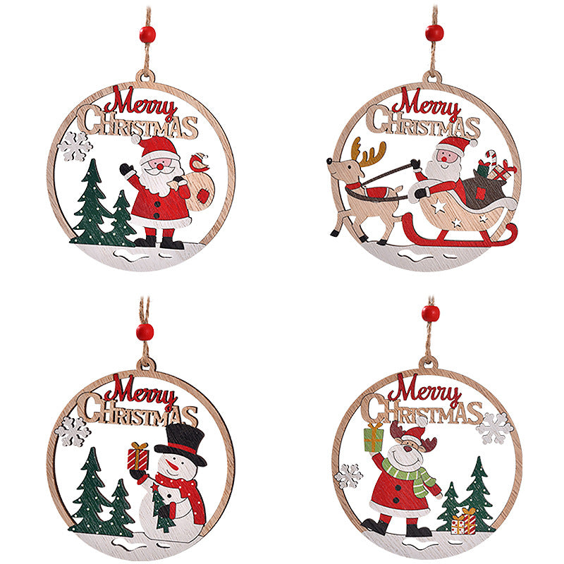 Christmas Character Family Ornament Set, Storytelling Wood Decor with Santa Snowman Gingerbread, Vintage Holiday Figure Collection for Narrative Tree Displays, Animated Style Festive Ornaments