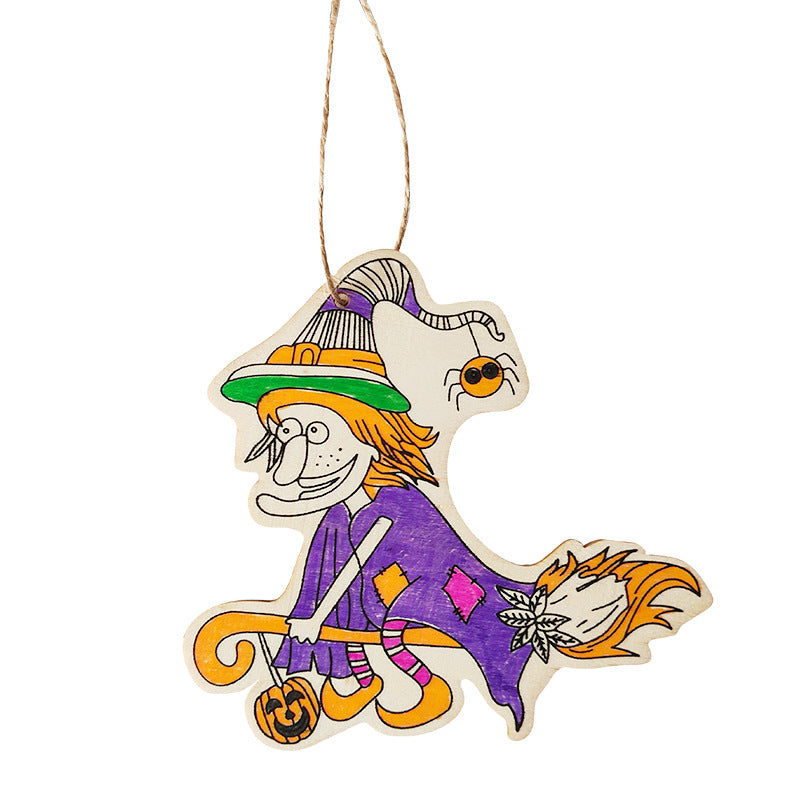 Halloween Wood Craft Kit for Kids, Pumpkin Ghost Painting Board with Pre-Drilled Holes, Spooky Art Activity for Family & Classroom, Non-Toxic DIY Decor for Children's Party