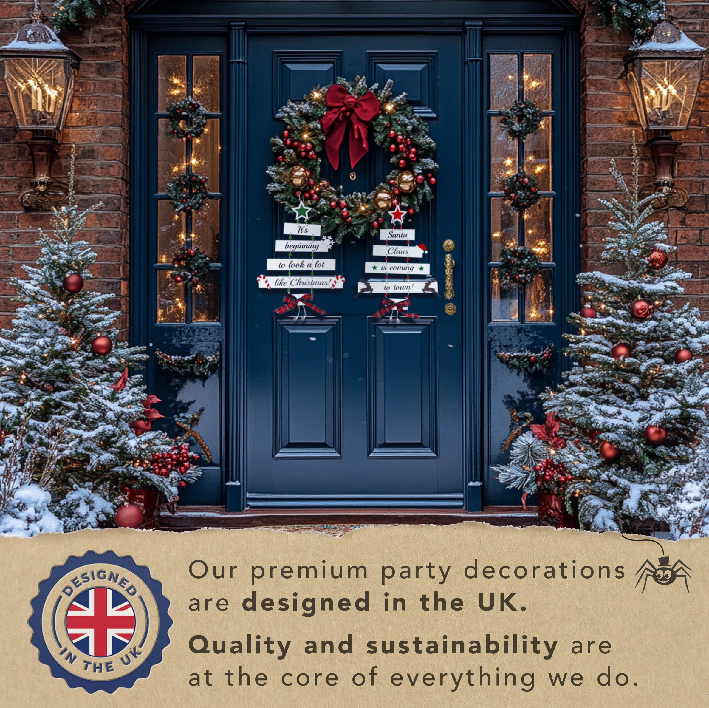 Premium Wooden Christmas Decorations - Small Hanging Indoor Home Decor for Door, Wall, Xmas Tree and Farmhouse