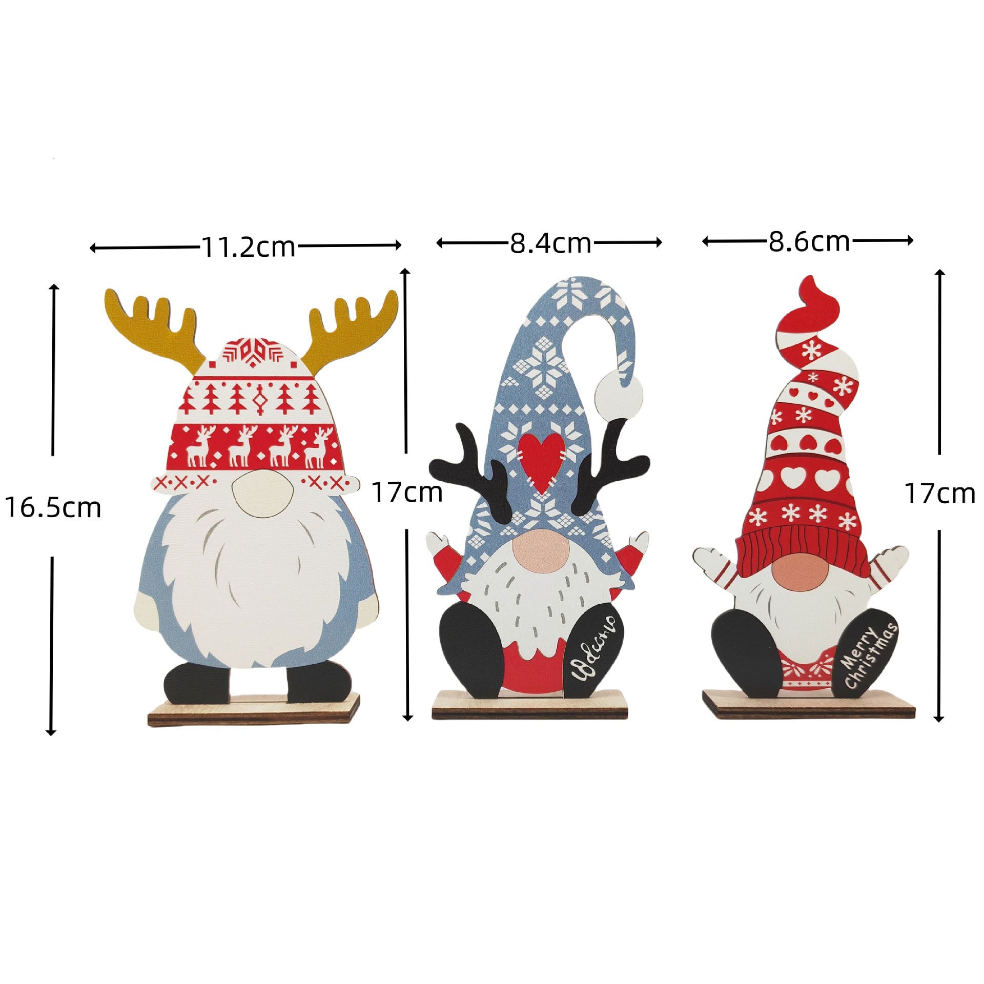 Christmas Table Centerpiece Decorations, Xmas Wooden Gnome Table Decorations Signs, Merry Christmas Table Toppers for Holiday Home Party Indoor Decor