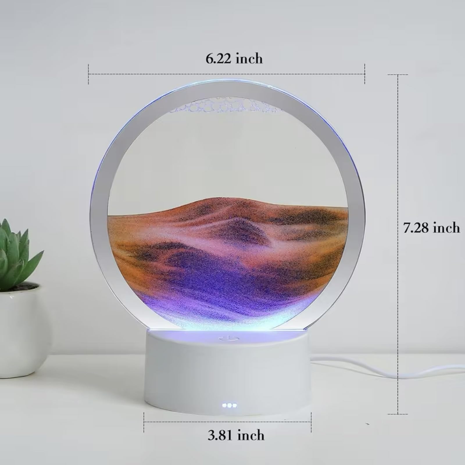 Dynamic Moving Sandscape Art Lamp, 3D Quicksand Painting with Colorful LED Light, Hypnotic Desktop Decor for Living Room & Bedroom, Creative Stress Relief Gift and Modern Home Art
