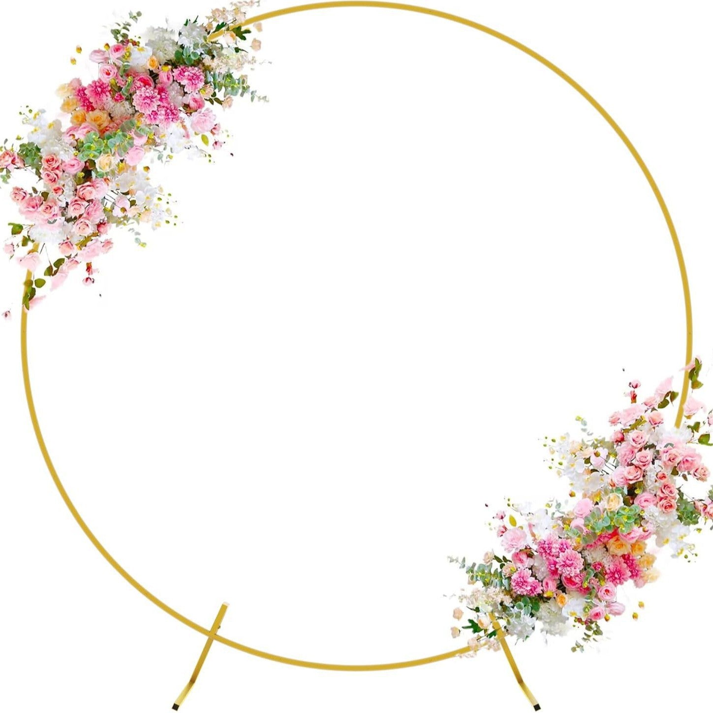 Giant Round Gold Metal Balloon Arch Kit, Removable 1.8m 2m Wedding Arch Background Stand, Easy to Carry and Reusable, Best Decoration for Party, Festival