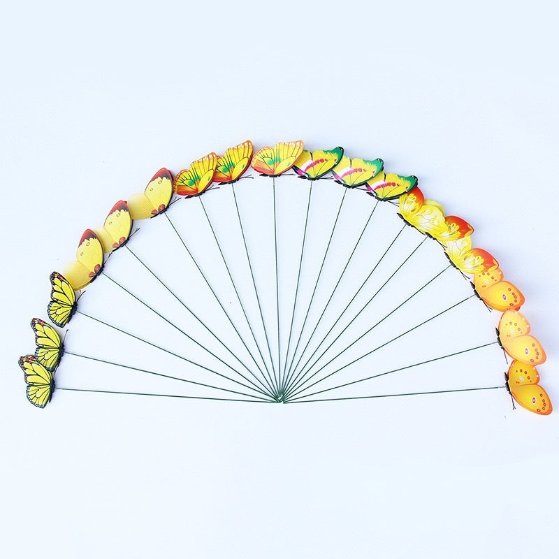 10CM Stem Butterfly Decor - Colorful PVC Realistic Floral Accents for Vase Arrangements & Garden Art (Handcrafted Simulation Butterflies)