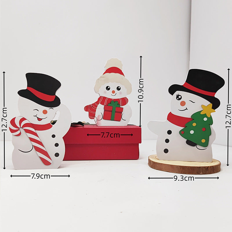 Wooden Christmas Decorations Set - Santa, Snowman, Gnome Figurines, Rustic Holiday Table Decor, Farmhouse Xmas Centerpiece