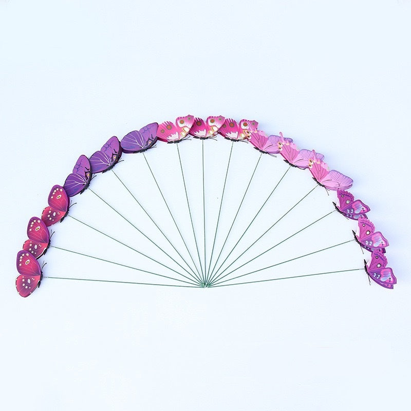 10CM Stem Butterfly Decor - Colorful PVC Realistic Floral Accents for Vase Arrangements & Garden Art (Handcrafted Simulation Butterflies)