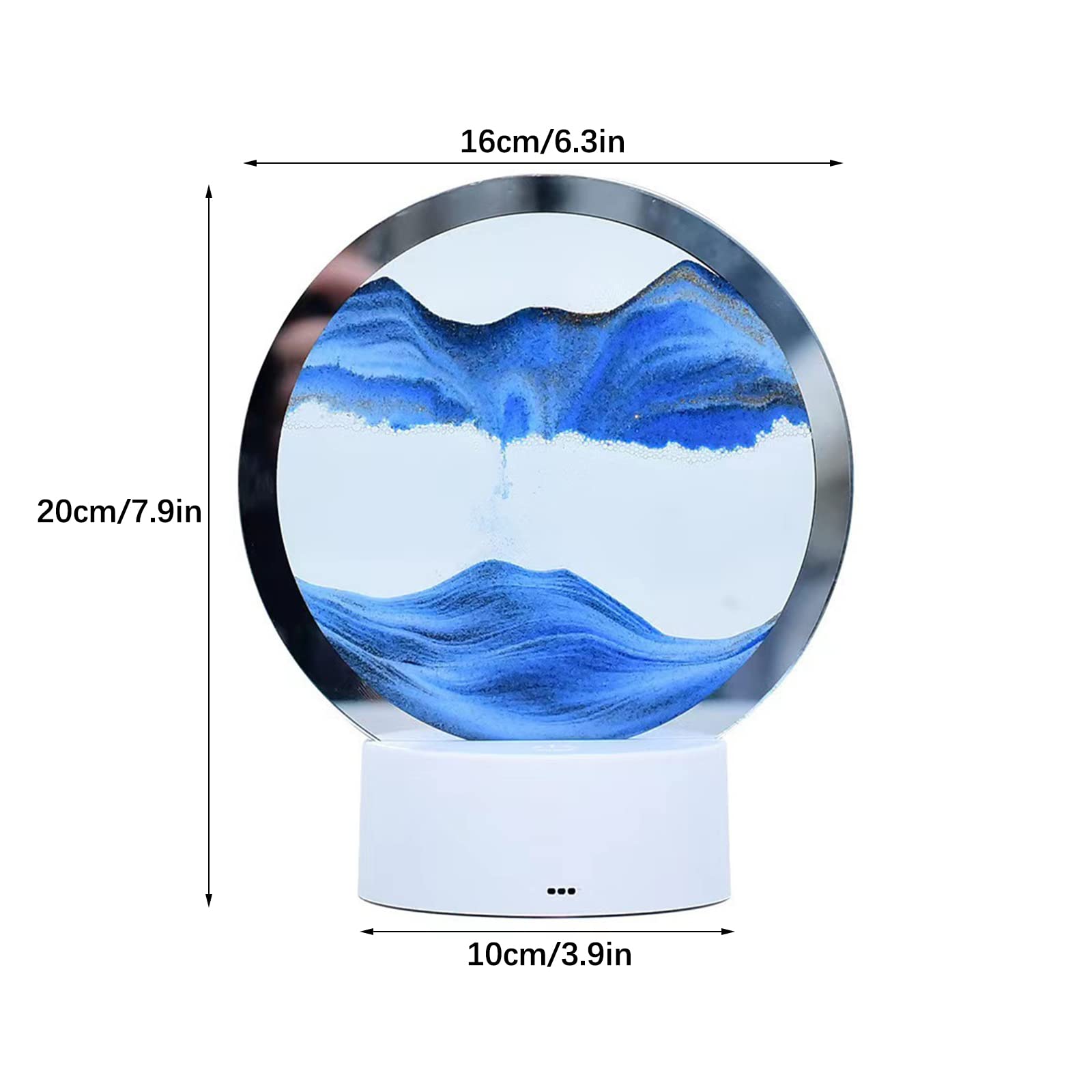 Dynamic Moving Sandscape Art Lamp, 3D Quicksand Painting with Colorful LED Light, Hypnotic Desktop Decor for Living Room & Bedroom, Creative Stress Relief Gift and Modern Home Art