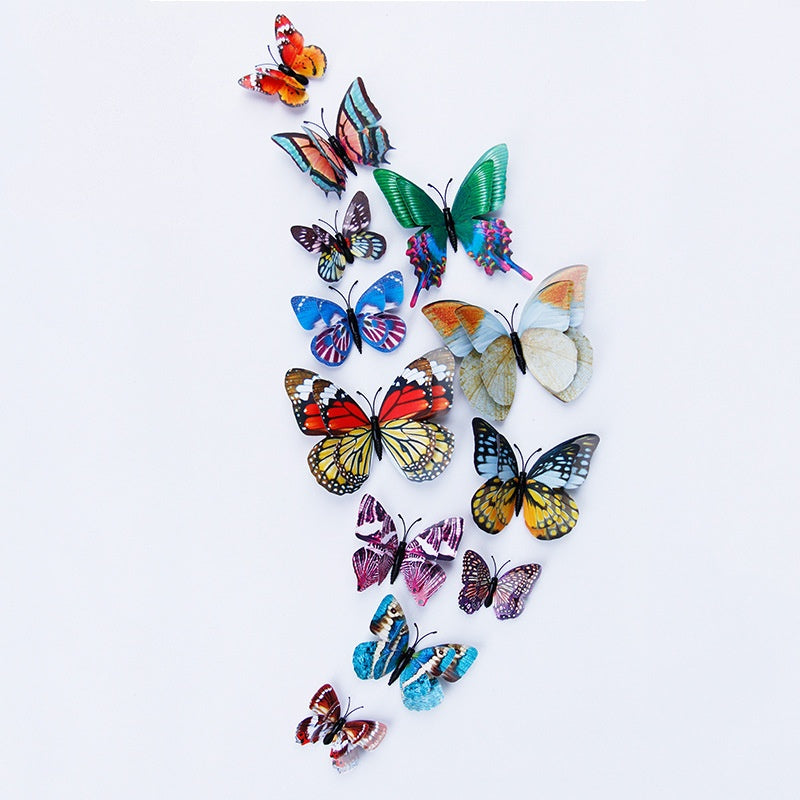 Glow-in-the-Dark Double Layer Magnetic Butterfly Set - 3D Realistic Wall Stickers for Indoor Home Decor
