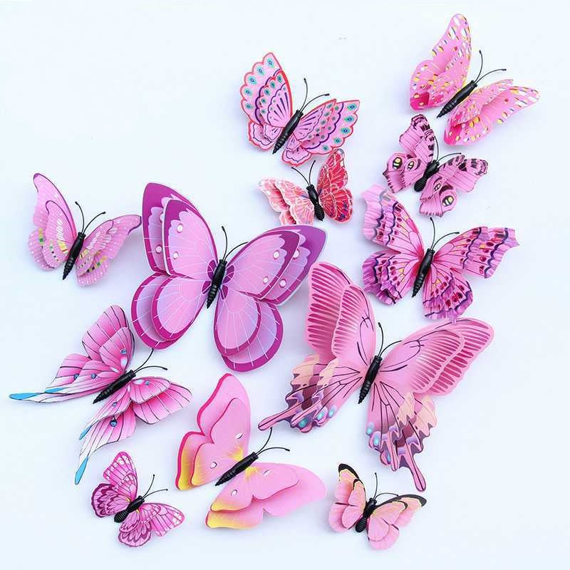 Double-Layer 3D Realistic Butterfly Wall Stickers - Bulk Wholesale Removable Decals for Living Room, Home Decor (Self-Adhesive, Aesthetic Wall Art, Creative Background Decoration)