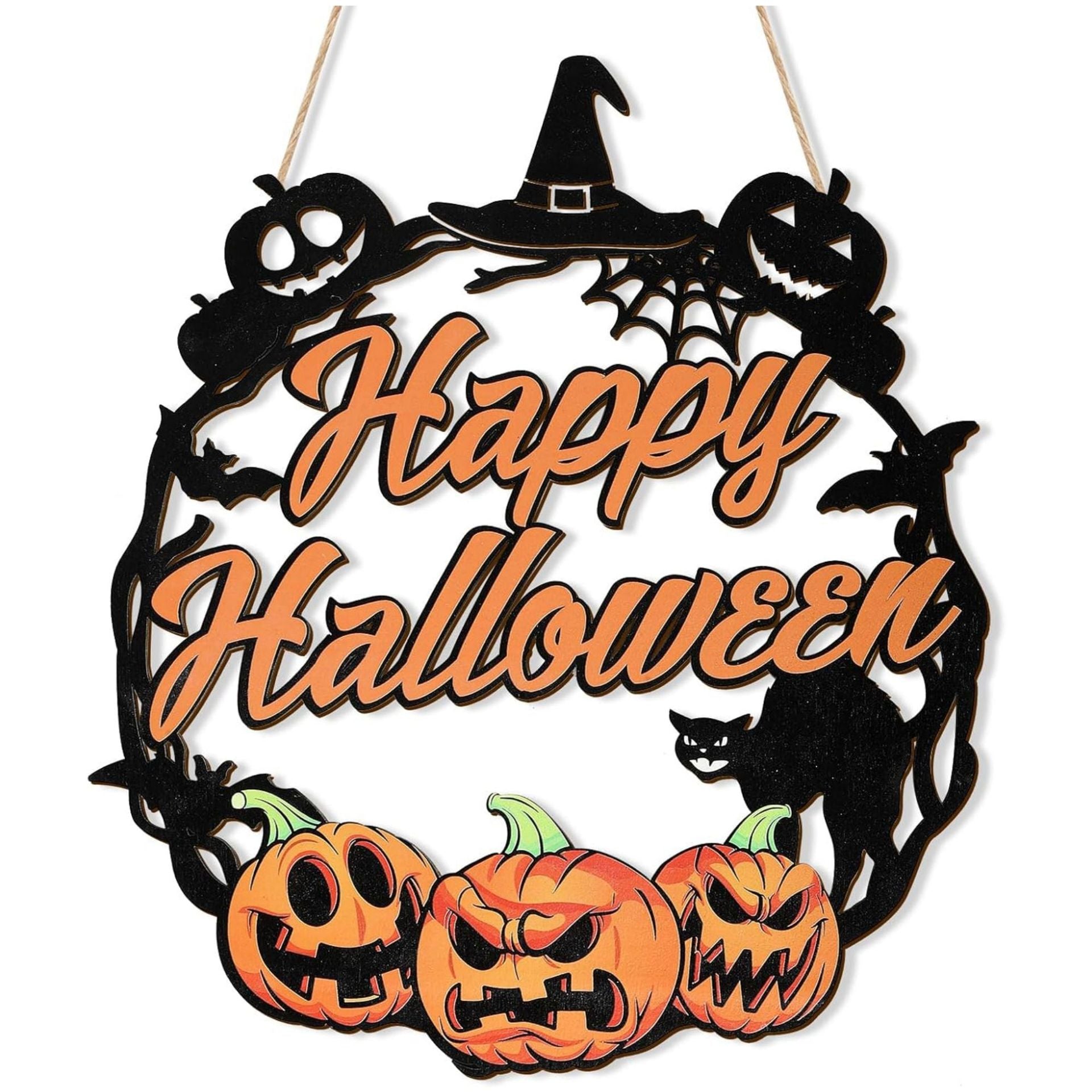Multipurpose Halloween Door Sign for Home & Business, Wooden Wall Decor for Classroom Party & Office Event, Festive Café Restaurant Holiday Display, Easy-Hang Spooky Decor