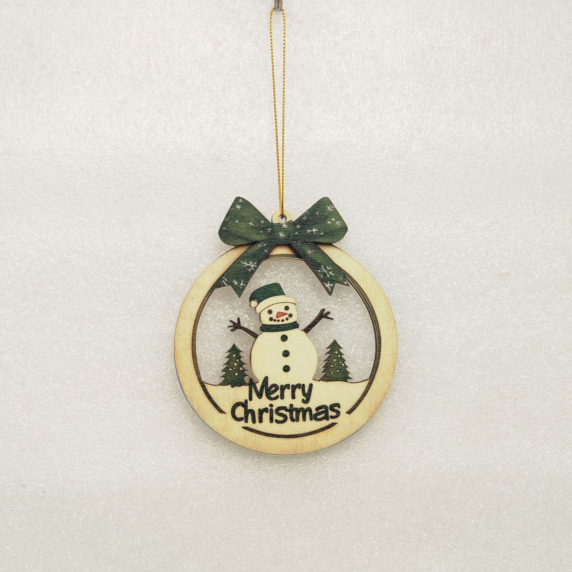 6pcs Christmas Farmhouse Rustic Ornaments Set for Christmas Tree Decorations Hanging 3D Glitter Reindeer Wood Tree Ornaments Round Wooden Christmas Tree Decorations Gift Tags