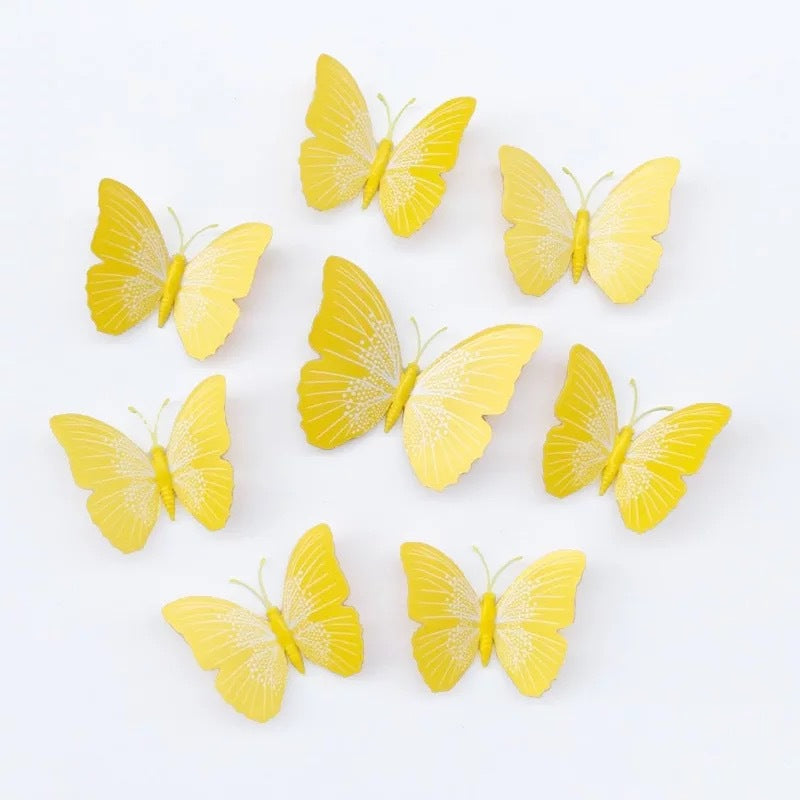 Solid Color 3D Butterfly Wall Art (6-12cm) - Realistic Decorative Butterfly Stickers & Craft Ornaments