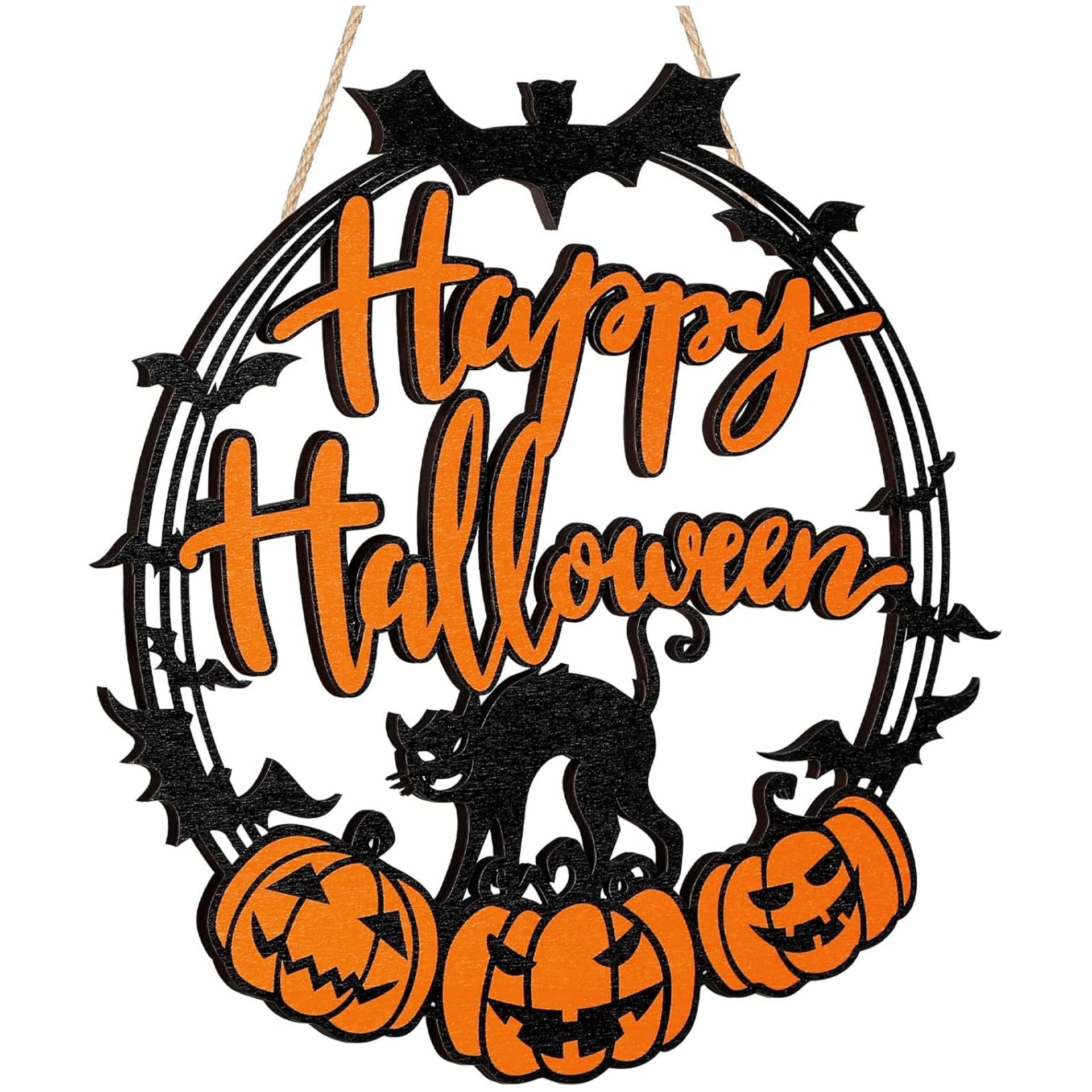 Multipurpose Halloween Door Sign for Home & Business, Wooden Wall Decor for Classroom Party & Office Event, Festive Café Restaurant Holiday Display, Easy-Hang Spooky Decor