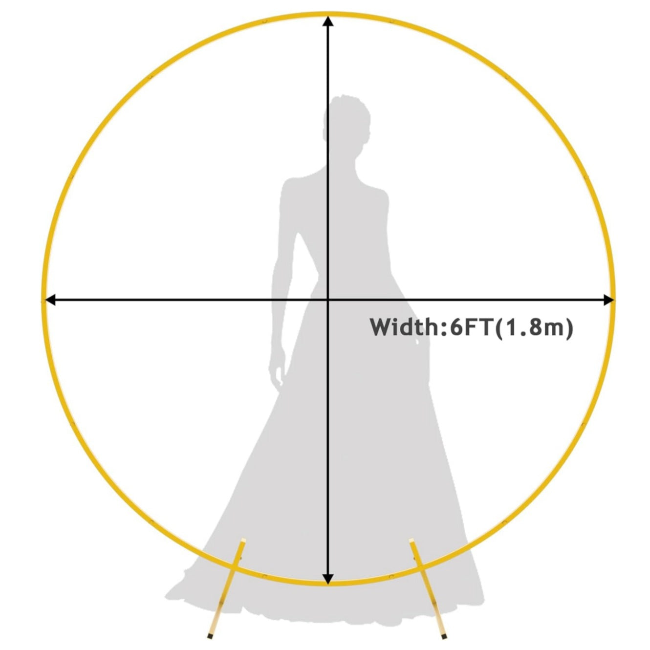 Giant Round Gold Metal Balloon Arch Kit, Removable 1.8m 2m Wedding Arch Background Stand, Easy to Carry and Reusable, Best Decoration for Party, Festival