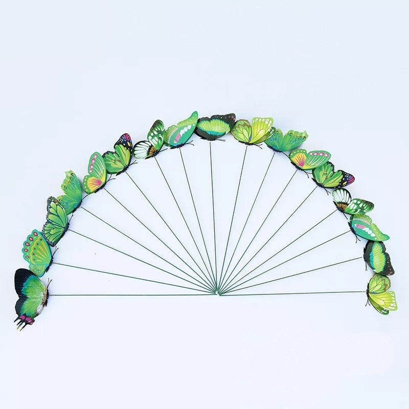 10CM Stem Butterfly Decor - Colorful PVC Realistic Floral Accents for Vase Arrangements & Garden Art (Handcrafted Simulation Butterflies)