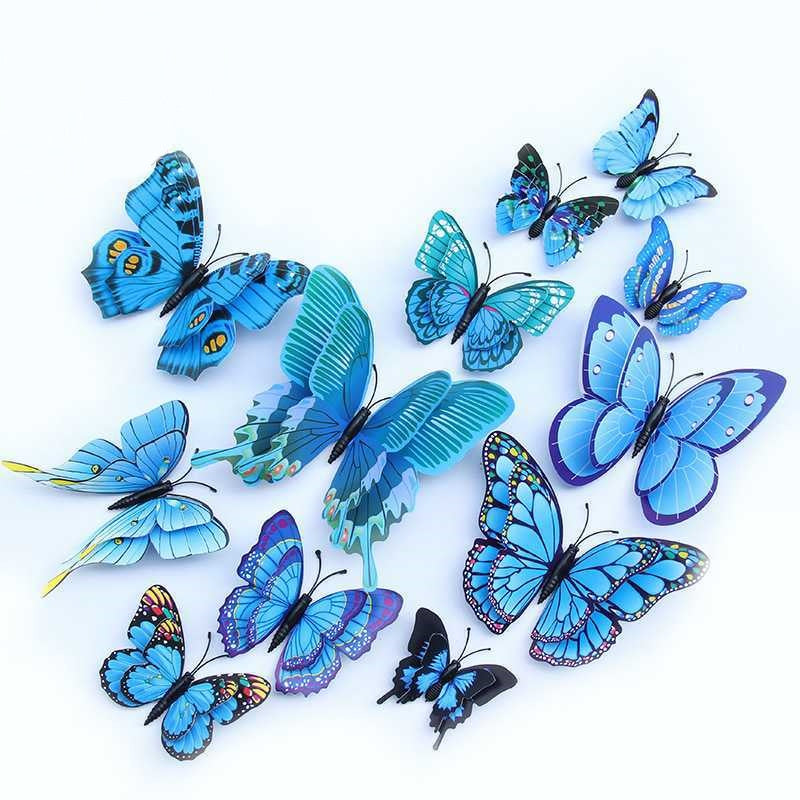 Double-Layer 3D Realistic Butterfly Wall Stickers - Bulk Wholesale Removable Decals for Living Room, Home Decor (Self-Adhesive, Aesthetic Wall Art, Creative Background Decoration)