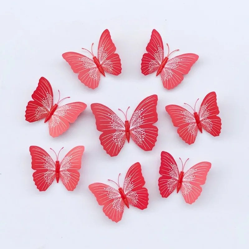 Solid Color 3D Butterfly Wall Art (6-12cm) - Realistic Decorative Butterfly Stickers & Craft Ornaments