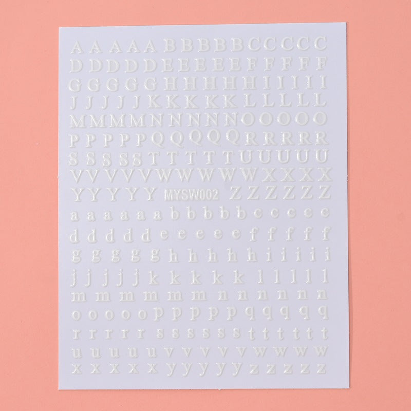 12-Color Fluorescent Nail Letter Stickers Set - Complete A-Z Alphabet (Upper & Lower Case) for School Nail Art Classes & Office Creativity