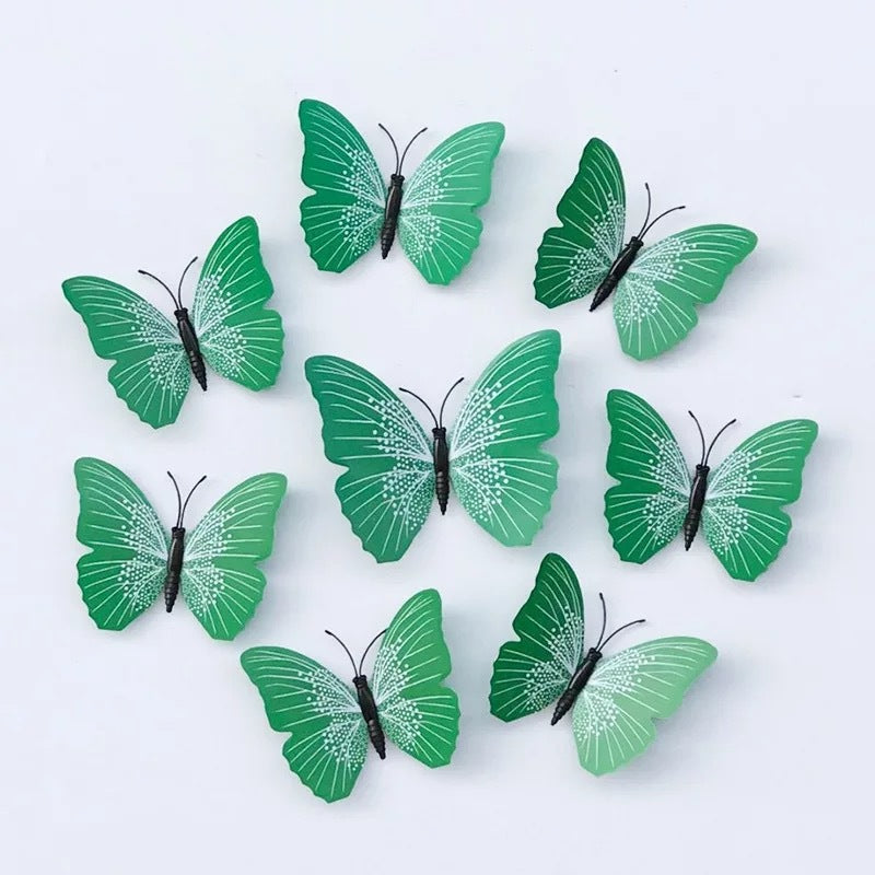 Solid Color 3D Butterfly Wall Art (6-12cm) - Realistic Decorative Butterfly Stickers & Craft Ornaments