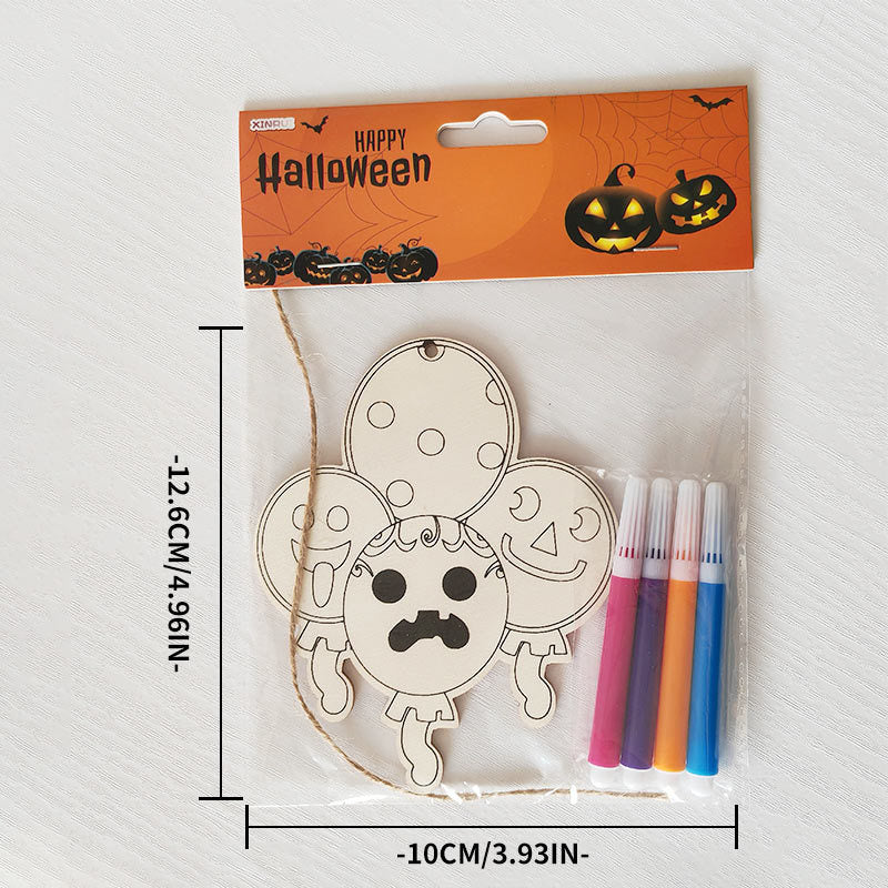 Halloween Wood Craft Kit for Kids, Pumpkin Ghost Painting Board with Pre-Drilled Holes, Spooky Art Activity for Family & Classroom, Non-Toxic DIY Decor for Children's Party