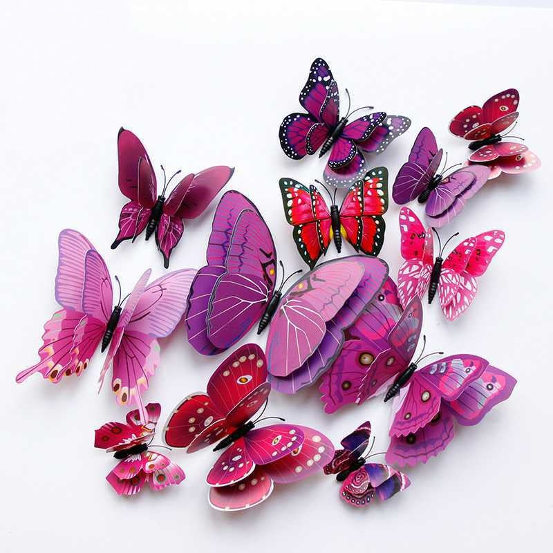 Double-Layer 3D Realistic Butterfly Wall Stickers - Bulk Wholesale Removable Decals for Living Room, Home Decor (Self-Adhesive, Aesthetic Wall Art, Creative Background Decoration)