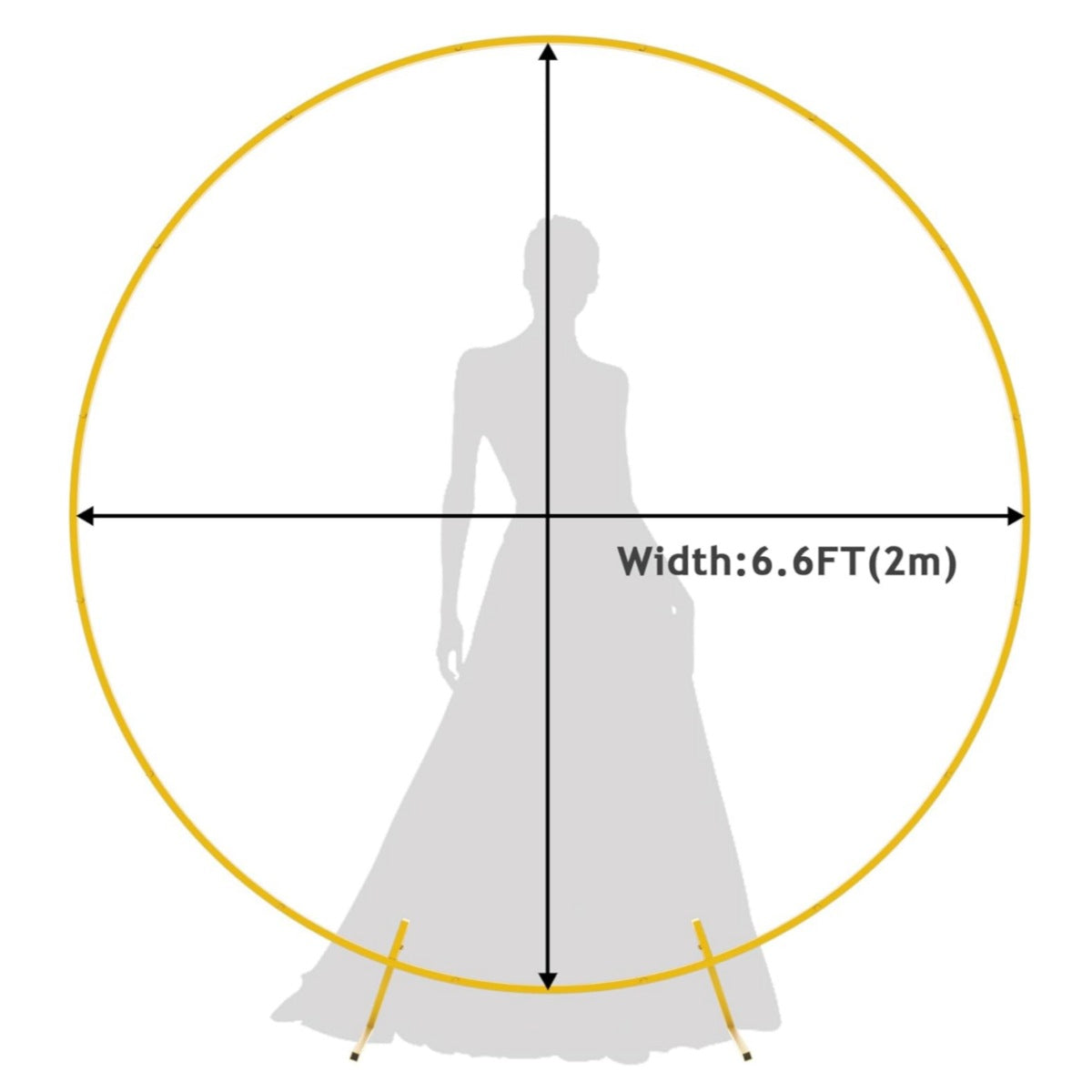 Giant Round Gold Metal Balloon Arch Kit, Removable 1.8m 2m Wedding Arch Background Stand, Easy to Carry and Reusable, Best Decoration for Party, Festival