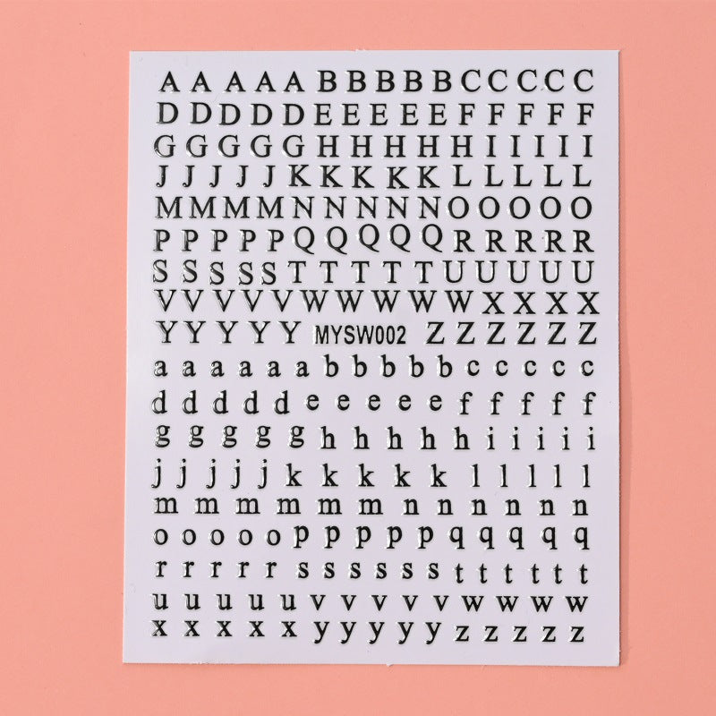 12-Color Fluorescent Nail Letter Stickers Set - Complete A-Z Alphabet (Upper & Lower Case) for School Nail Art Classes & Office Creativity