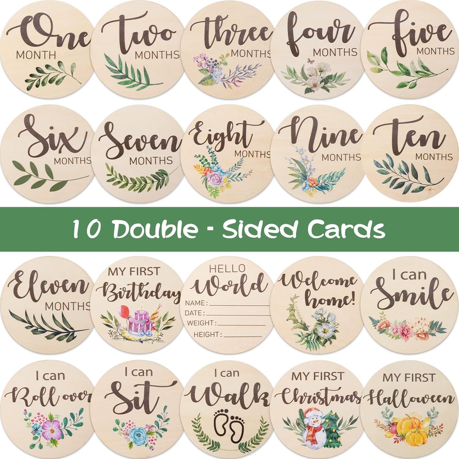 Baby’s First Year Milestone Discs, Complete 12-Month Wooden Photo Props Set, Monthly Growth Tracker for Newborn Photography, Keepsake Memory Collection for Parents