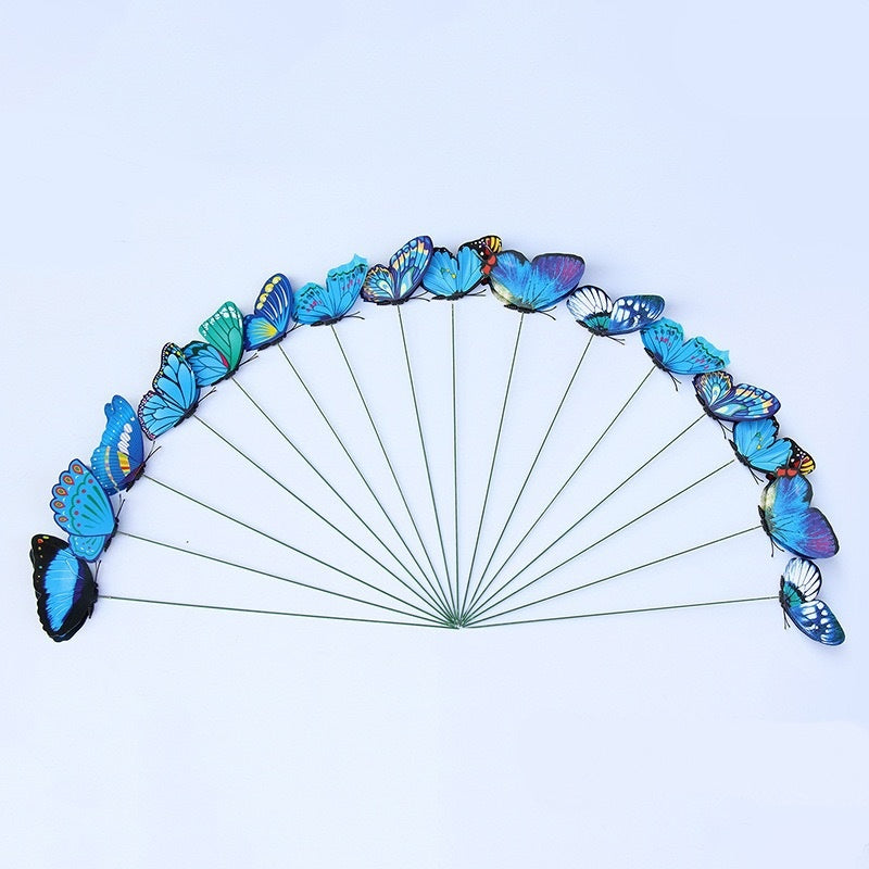 10CM Stem Butterfly Decor - Colorful PVC Realistic Floral Accents for Vase Arrangements & Garden Art (Handcrafted Simulation Butterflies)