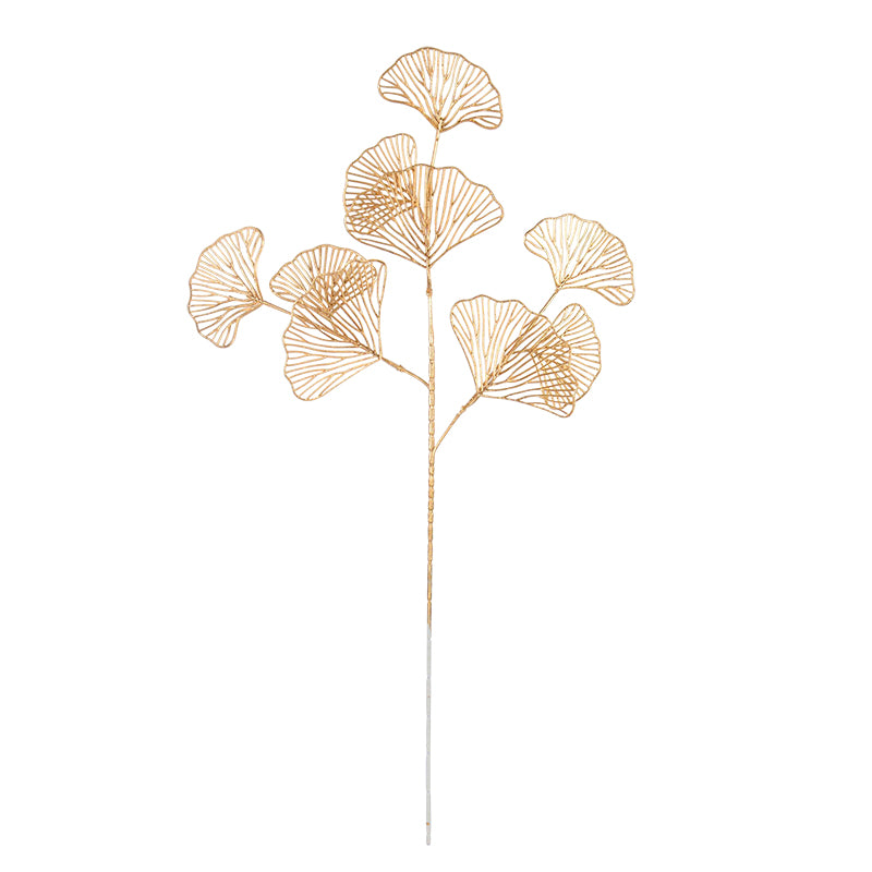 Gold Ginkgo Leaf Branches - Artificial Plants for DIY Wedding, Party, Home Decor, Flower Arrangement (Living Room, Centerpiece, Decorative Accessories)