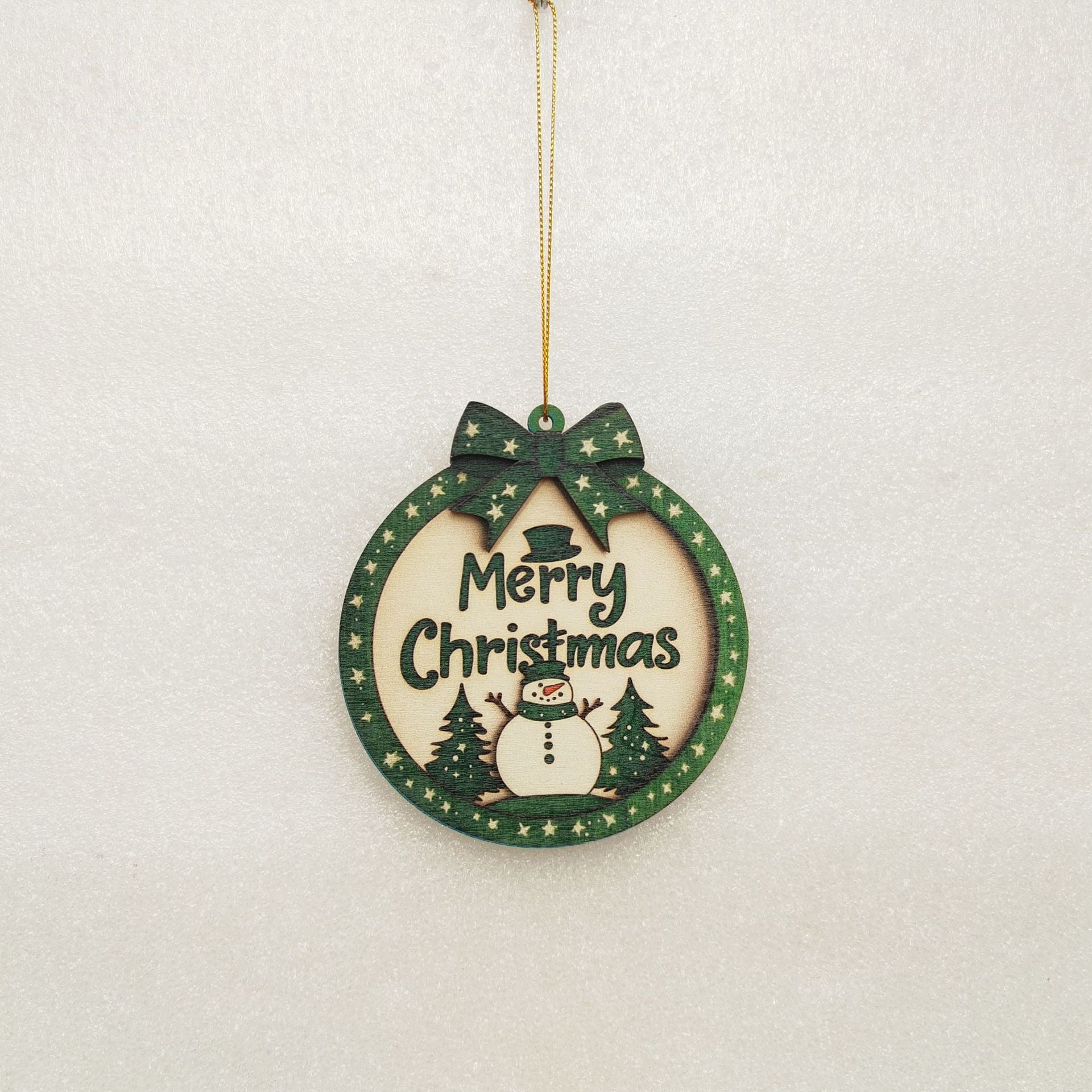 6pcs Christmas Farmhouse Rustic Ornaments Set for Christmas Tree Decorations Hanging 3D Glitter Reindeer Wood Tree Ornaments Round Wooden Christmas Tree Decorations Gift Tags