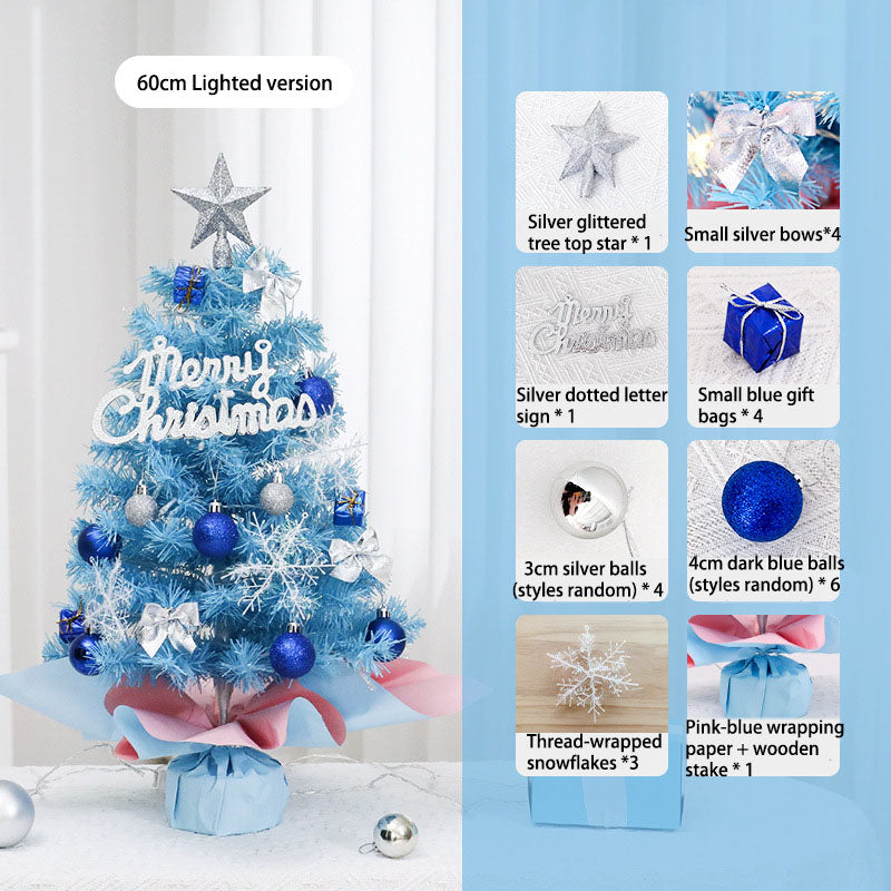 Blue Theme Party Christmas Tree Set, Coordinated Mini Tree with Matching Decorations, 45/60cm Event Centerpiece for Winter Weddings & Celebrations, Custom Color Holiday Display
