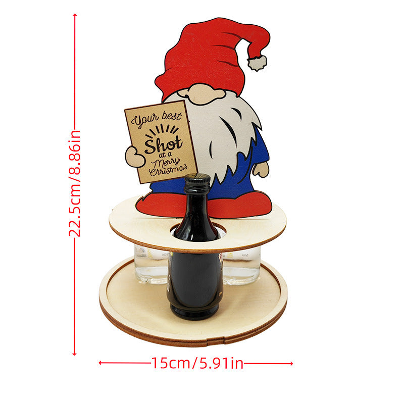 Christmas Mini Wooden Wine Rack, Mini Liquor Bottle Holder Wooden Christmas Penguin Elk Gnomes Wine Rack Gifts for Beverages