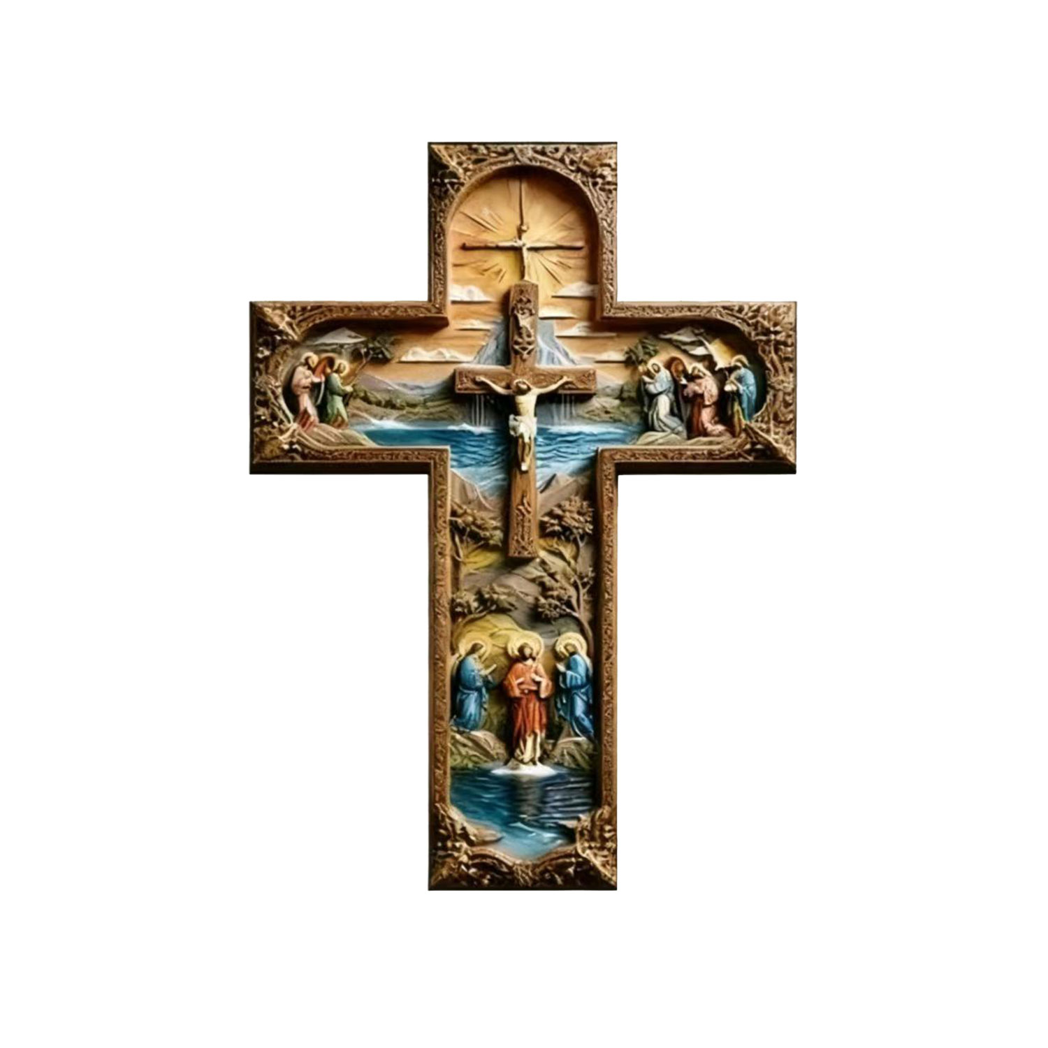 Vintage Wooden Jesus Pocket Cross, Hand-Carved Religious Token for Prayer & Comfort, Portable Standing Cross, Spiritual Gift, Christian Meditation Aid