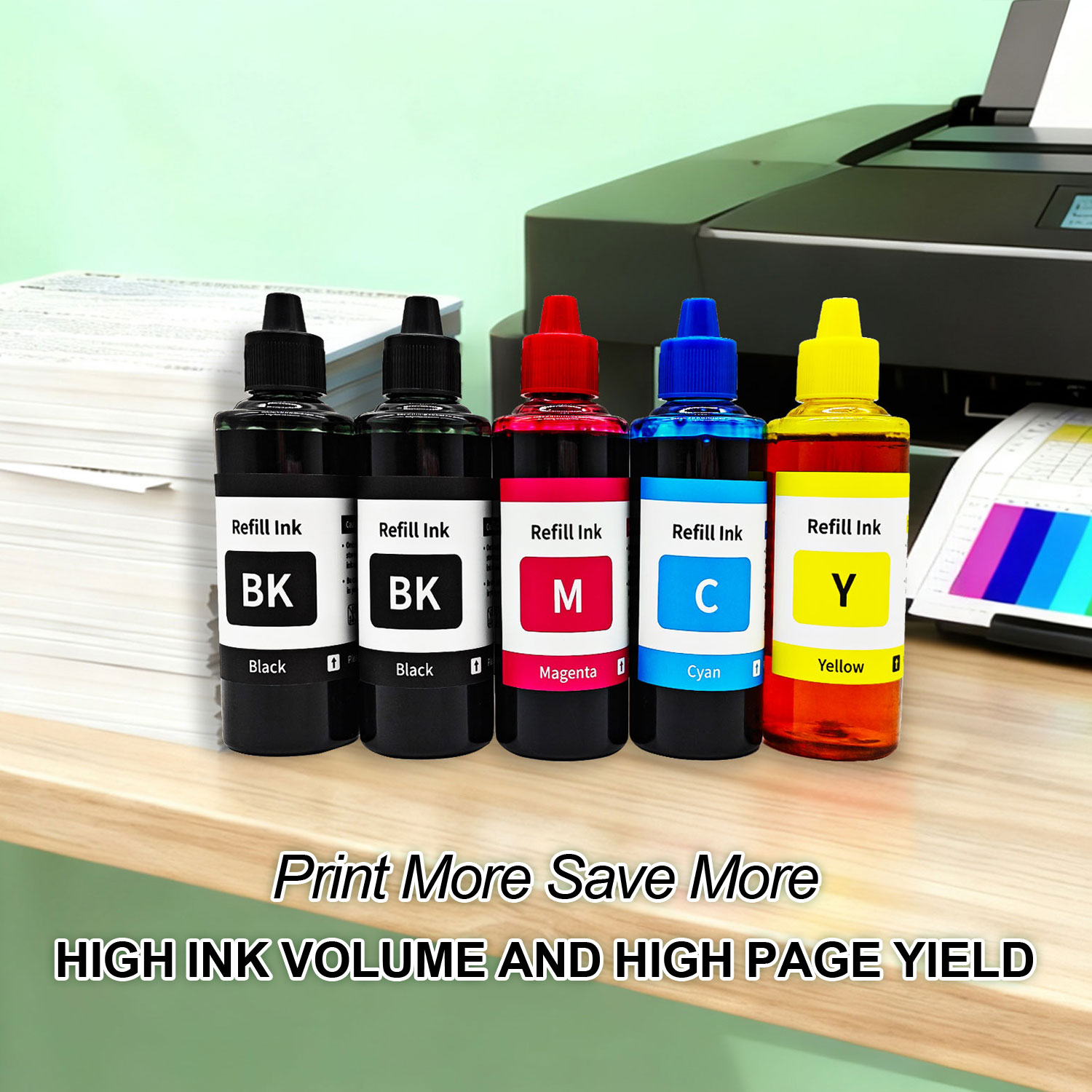 Optimized Ink Refill Kit for Popular Tank Printer Models | 5-Bottle Premium Dye Ink Set with Enhanced Color Performance | Eco-Friendly High-Capacity Printing Solution