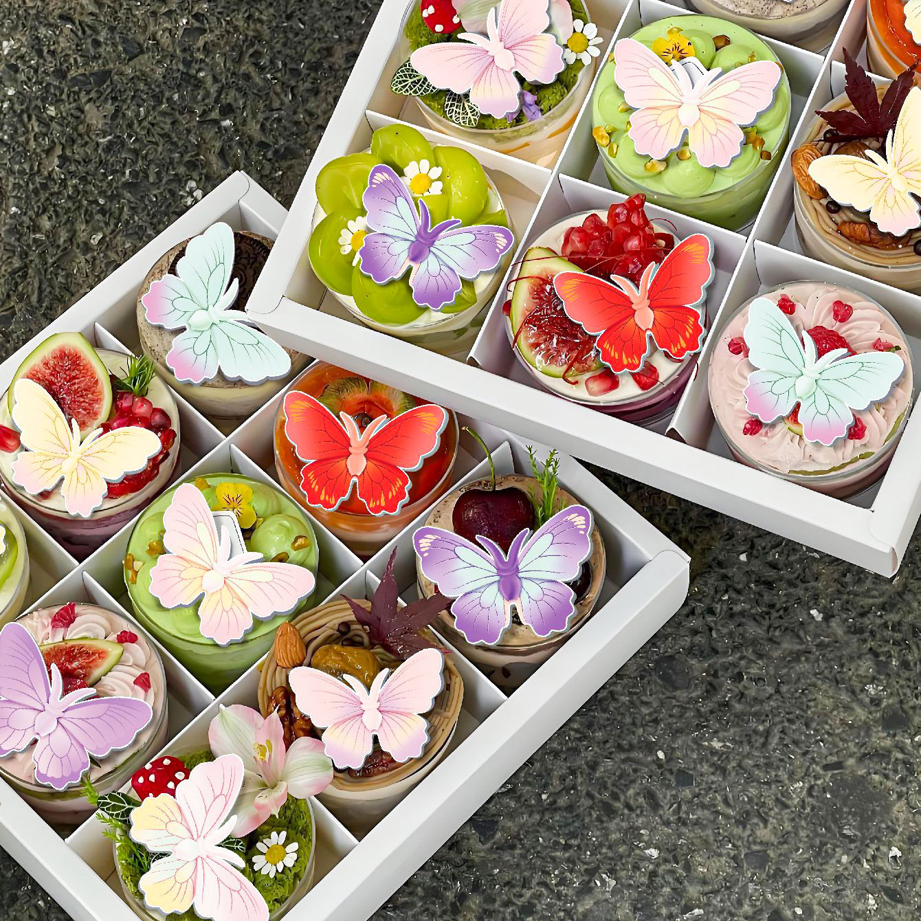 Fruit Garden Butterfly Cake Picks | 72 Edible Wafer Paper Butterflies with Fruit-Print Wings, Assorted Color Cupcake Decorations, Whimsical Edible Cake Toppers for Spring Parties