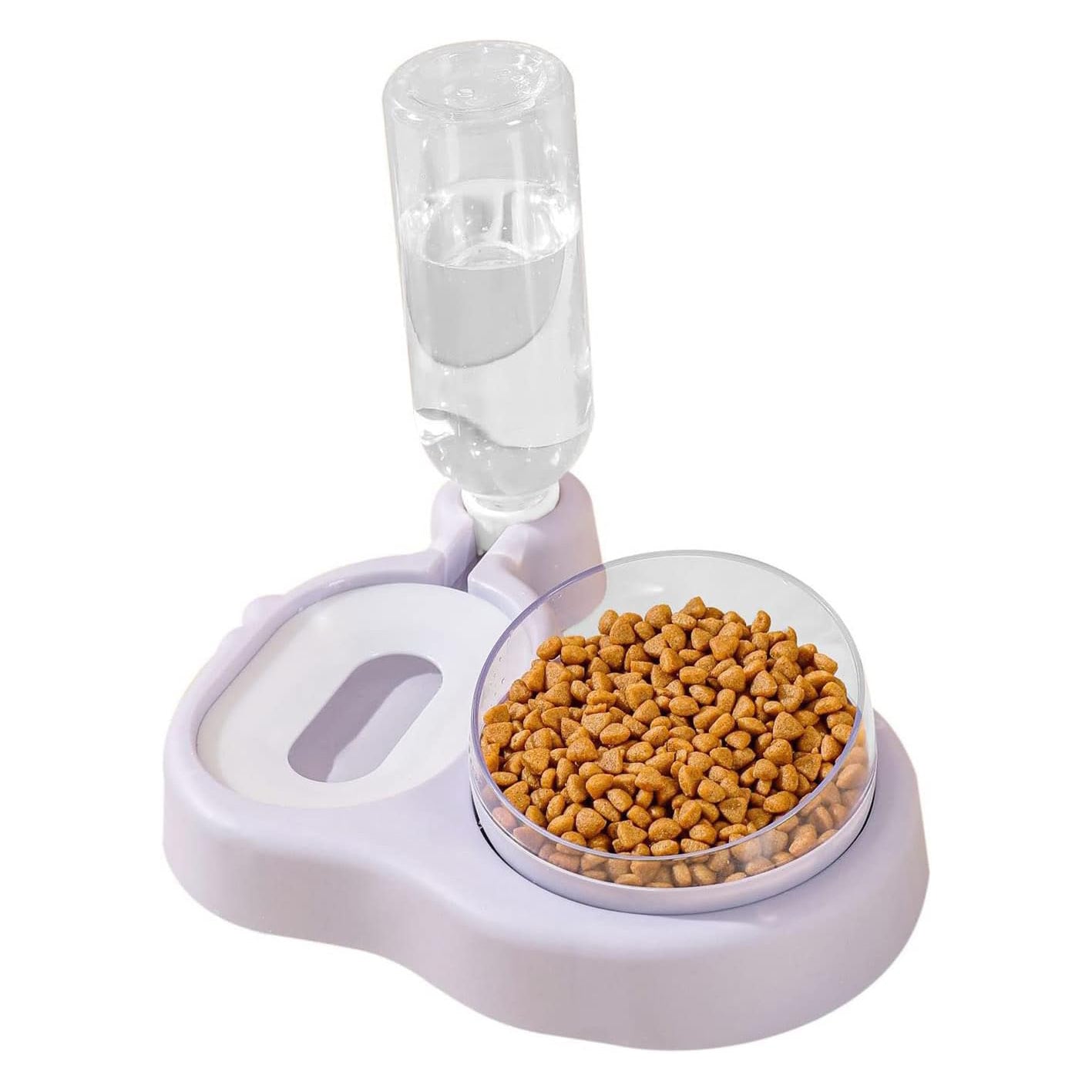 2 in 1 Dog Cat Bowls Water and Food Bowl Set, 15°Tilted Raised Cat Bowls with Automatic Water Dispenser Bottle and Detachable Cat Dish, Pet Feeder for Small or Medium Dogs Cats Puppy Kitten Rabbit