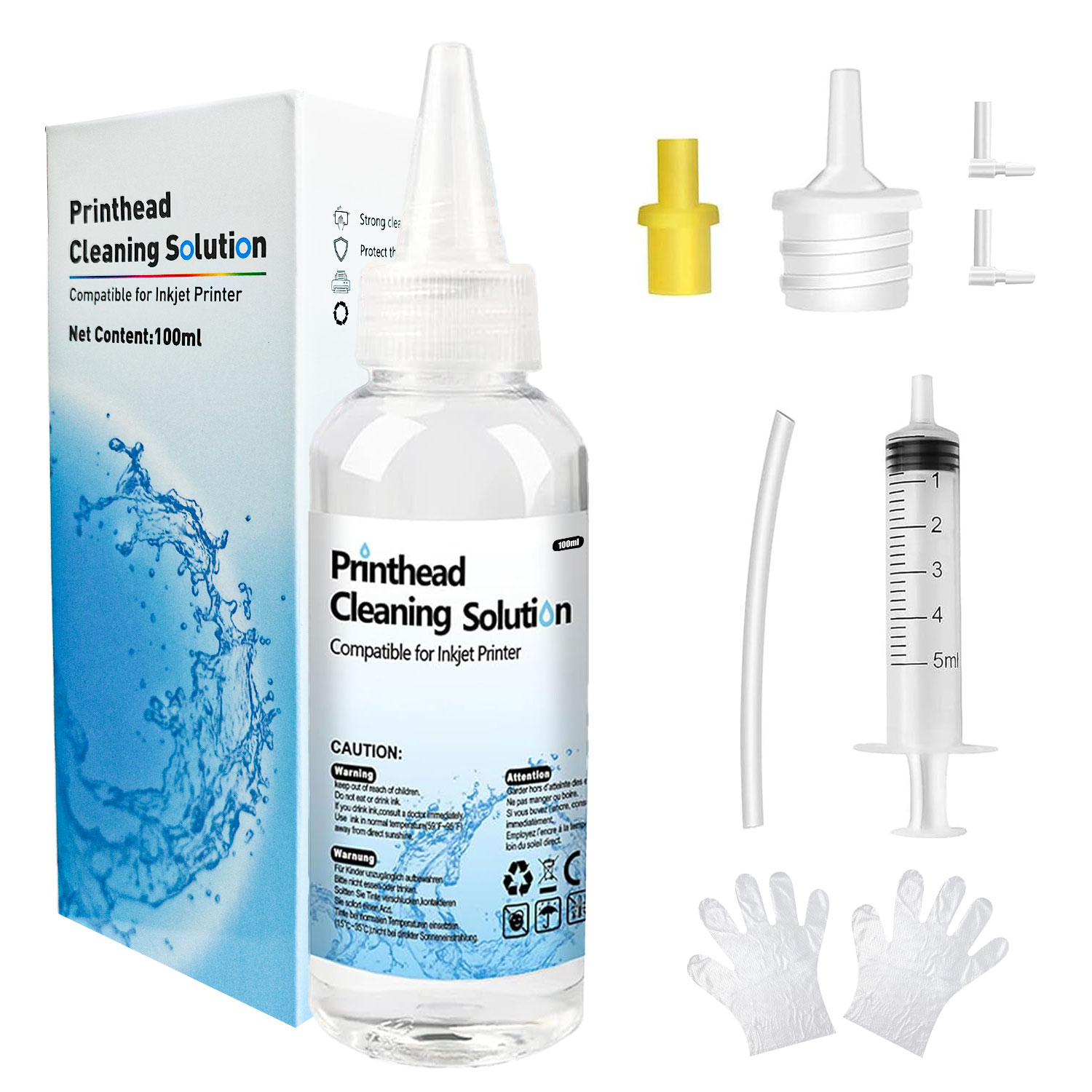 Universal Inkjet Printer Printhead Cleaning Kit: Professional Cleaning Solution & Tools for Most HP/Epson/Canon Printers 100ML