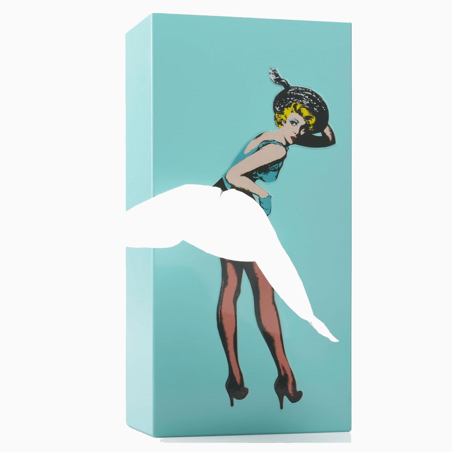 Tissue Box - Resin Embossed Pop Art Print, Metal Weighted Base, Made in Korea - Designed by Spextrum (Mint)