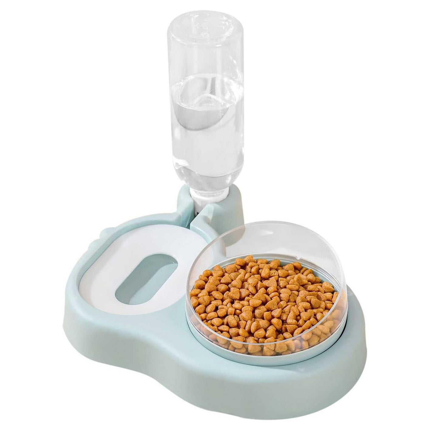 2 in 1 Dog Cat Bowls Water and Food Bowl Set, 15°Tilted Raised Cat Bowls with Automatic Water Dispenser Bottle and Detachable Cat Dish, Pet Feeder for Small or Medium Dogs Cats Puppy Kitten Rabbit