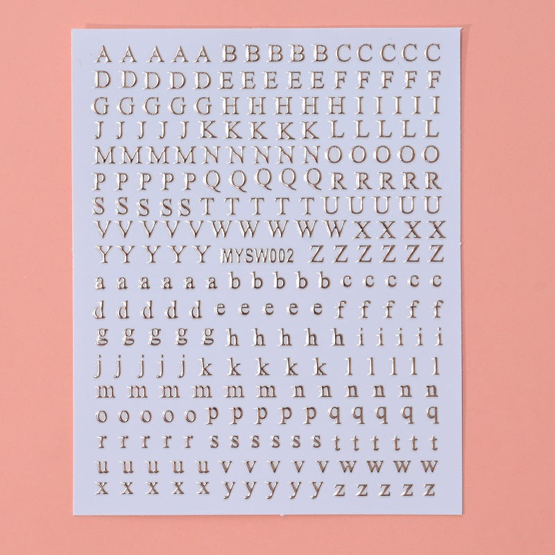 12-Color Fluorescent Nail Letter Stickers Set - Complete A-Z Alphabet (Upper & Lower Case) for School Nail Art Classes & Office Creativity