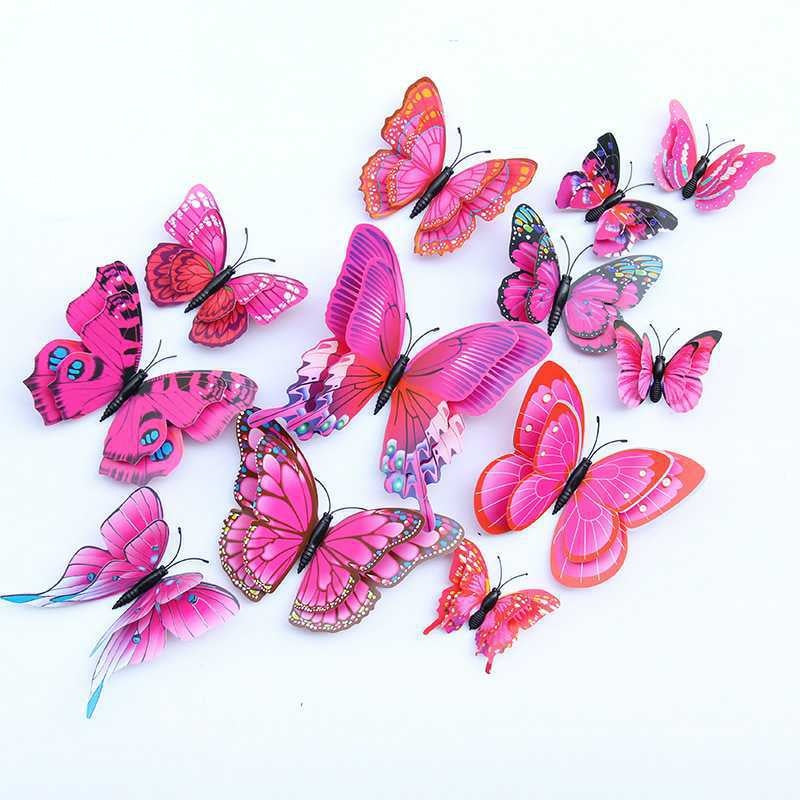 Double-Layer 3D Realistic Butterfly Wall Stickers - Bulk Wholesale Removable Decals for Living Room, Home Decor (Self-Adhesive, Aesthetic Wall Art, Creative Background Decoration)