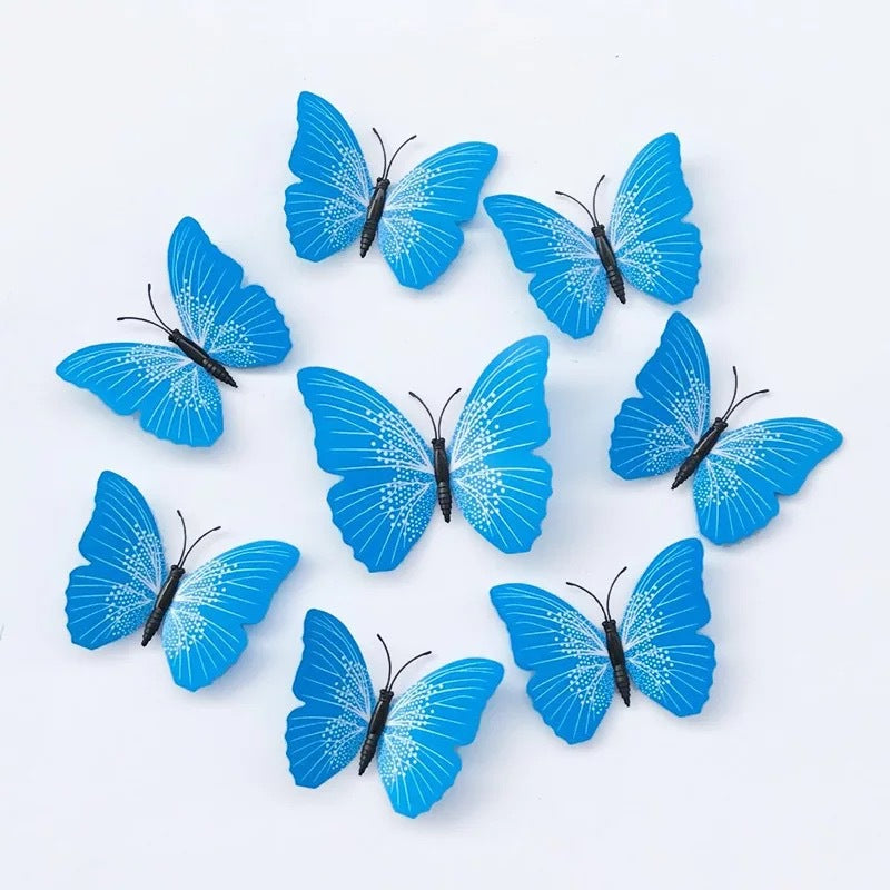 Solid Color 3D Butterfly Wall Art (6-12cm) - Realistic Decorative Butterfly Stickers & Craft Ornaments