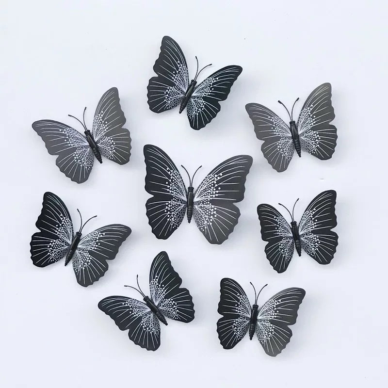 Solid Color 3D Butterfly Wall Art (6-12cm) - Realistic Decorative Butterfly Stickers & Craft Ornaments