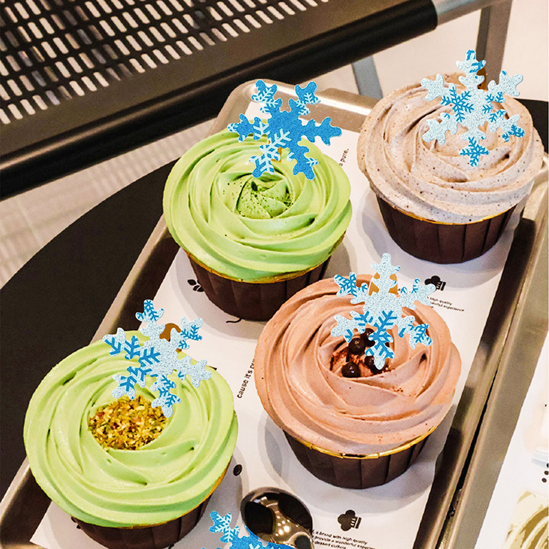 Frozen Wonderland Cake Decor | 50-Pack Mixed Color Edible Snowflakes for Themed Parties, Movie-Inspired Winter Dessert Toppers, Enchanted Ice Palace Decorating Kit