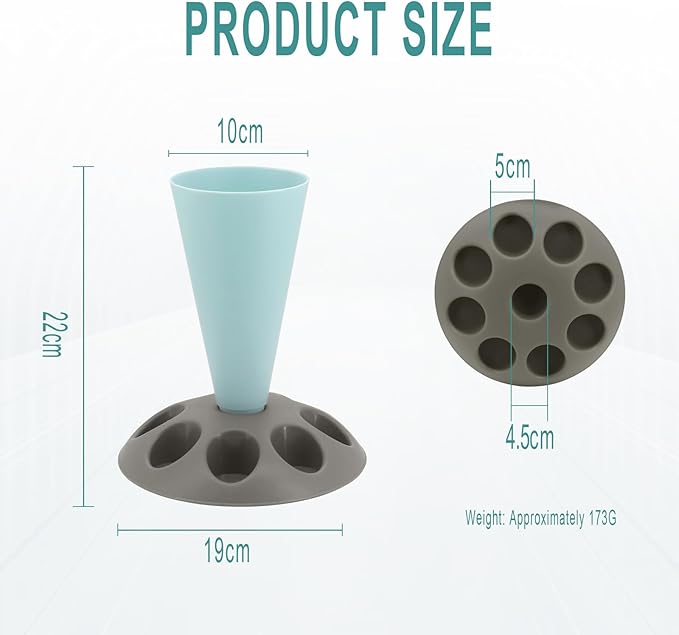 Piping Bag Holder Stand for Filling, Pastry Bag Holder Stand, Decorating Bag Holder with 8 Slots Nozzles Holder, Plastic Pastry Bag Stand for Cake Decorating Kit, Baking Accessories (Blue)（Red)(Yellow)(Grey)(Black)