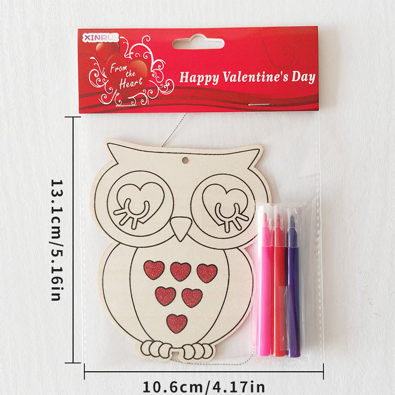 Couples DIY Wooden Ornament Kit for Valentine‘s Day， 5-Piece Heart Bear Bee Craft Set for Date Night， Personalized Love Token with Painting Supplies， Romantic Craft Activity for Partners