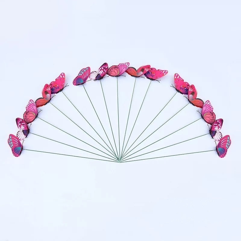10CM Stem Butterfly Decor - Colorful PVC Realistic Floral Accents for Vase Arrangements & Garden Art (Handcrafted Simulation Butterflies)