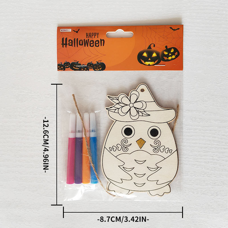 Halloween Wood Craft Kit for Kids, Pumpkin Ghost Painting Board with Pre-Drilled Holes, Spooky Art Activity for Family & Classroom, Non-Toxic DIY Decor for Children's Party
