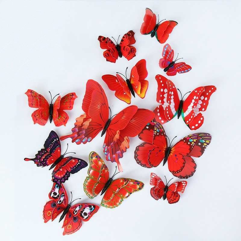 Double-Layer 3D Realistic Butterfly Wall Stickers - Bulk Wholesale Removable Decals for Living Room, Home Decor (Self-Adhesive, Aesthetic Wall Art, Creative Background Decoration)